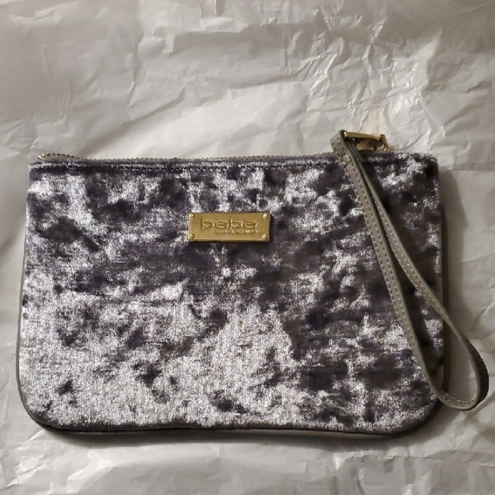 Cosmetics Bebe Bundle W/ Cosmetics Velvet Metallic Silver Wristlet Clutch - Picture 4 of 11